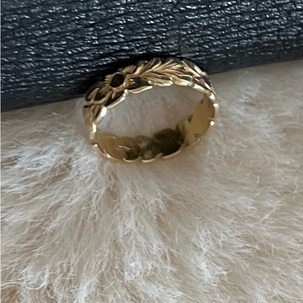 14 K Gold Hawaiian Carved Plumeria Pinkie Ring Size 2- Women's Jewelry - Picture 5 of 14